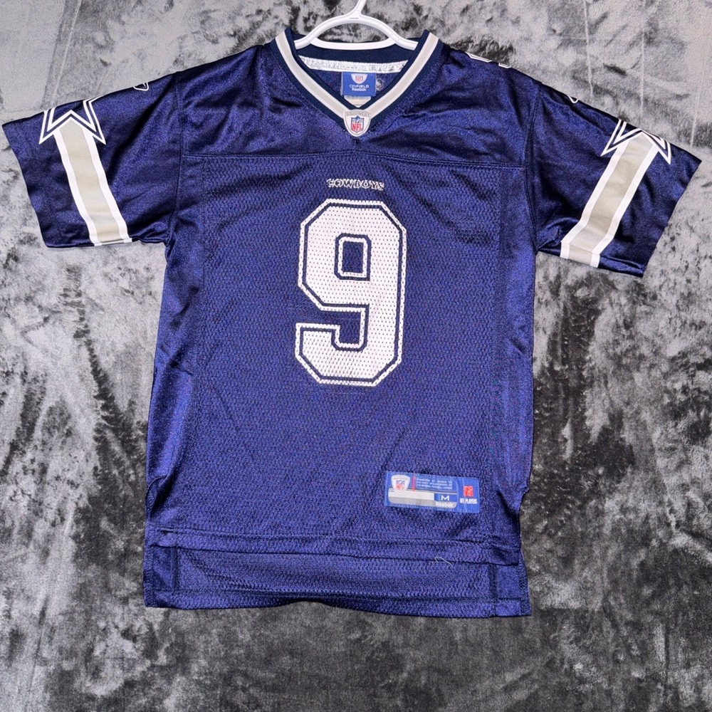 Reebok Dallas Cowboys Tony‎ Romo 9 NFL Jersey Kids Medium 10-12 Navy Blue Mesh